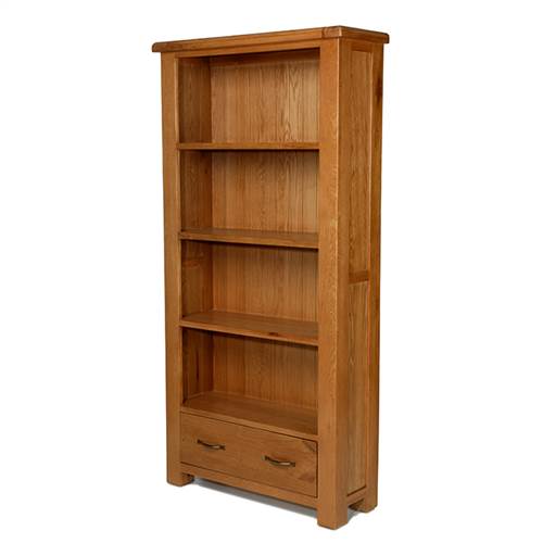 Earlswood oak large bookcase with drawer-0
