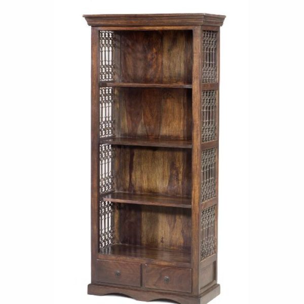 jali bookshelf with 2 drawers-0