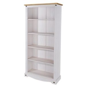 Corona white wash tall bookcase-0