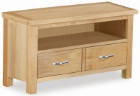 Trinity Petite Oak small TV unit with large drawer-0