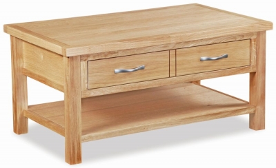 Trinity Petite Oak coffee table with large drawer-0