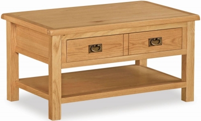 Bergerac Petite Oak coffee table with large drawer-0