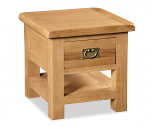 Bergerac Oak lamp table with drawer-0