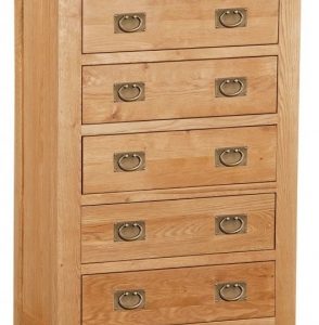 Bergerac Oak 5 drawer chest-0