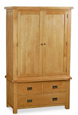 Bergerac Oak gents 3 drawer wardrobe-0
