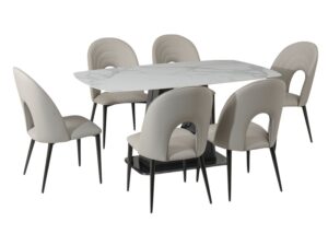 Solano sintered stone 160cm fixed dining table and 6 chairs