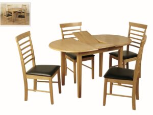 Hanover light oval butterfly extension dining table and 4 chairs